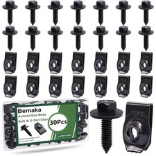 30Pcs Automotive Body Bolt U-Nut Clips Kit, Multipurpose Fender Bolts Body Fas