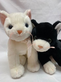 Big large / LOT 1999 FLIP & ZIP White Kitty CAT Large 11" Tall Ty Beanie BUDDIES