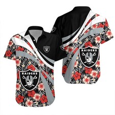 Las Vegas Raiders Hibiscus Surge Summer Aloha Hawaiian Shirt For NFL Fans