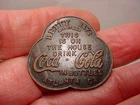 Vintage metal Betty Says Drink Coca-Cola Free Bottle TOKEN L.A. Stamp Coke