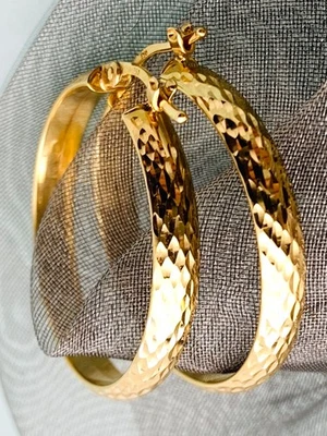 27,5 mm Creolen 750 Gelbgold 18 KT Gold *rund* mit feiner *MUSTERUNG👍elegant - Bild 1 von 4