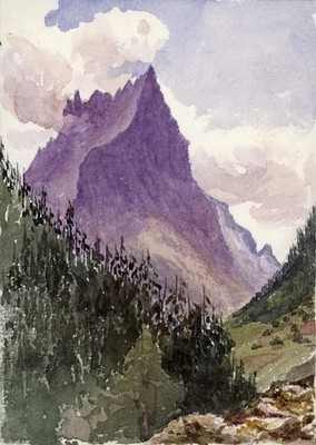 Selina Viscountess Milton - Aquarell Gemälde - Aiguilles Rouges Frankreich 1872