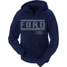 CHECKERED FLAG SPORTS FORD GENUINE PARTS BLUE FULL ZIP HOODED SWEATSHIRT 30800