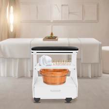 3-tier Portable Esthetician Trolley Cart, Black Salon Nail Foot Trolley Cart