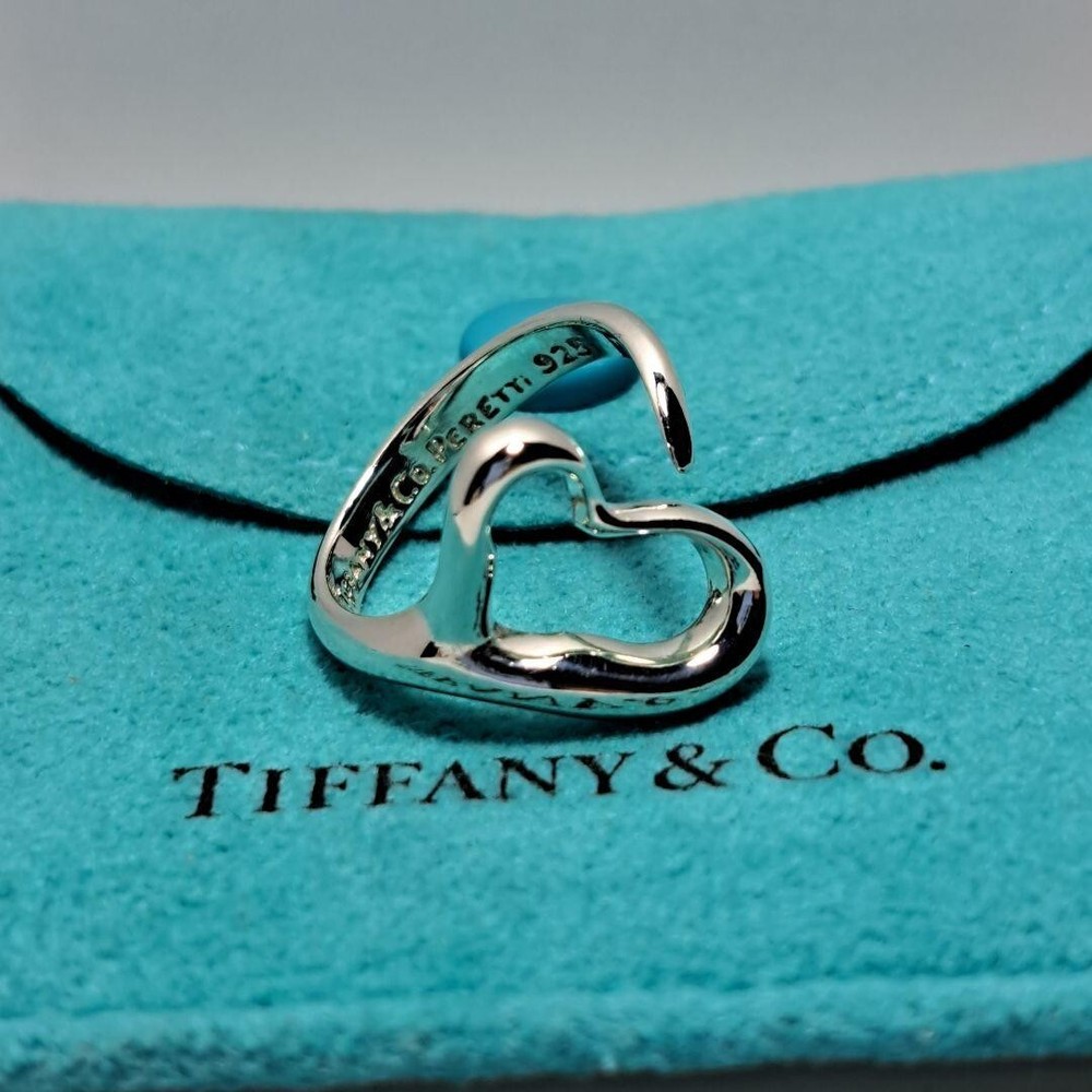 Tiffany & Co Elsa Peretti Silver Open Heart Ring Size 10 Women's Jewelry