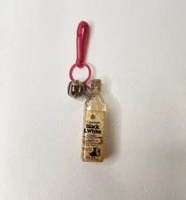 Vintage 1980s Plastic Bell Charm Black & White Bottle For 80s Necklace