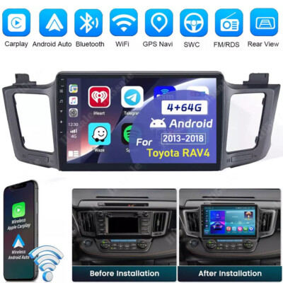 4+64GB Car Stereo Radio For Toyota RAV4 2013-2018 Android 13.0 Apple Carplay GPS