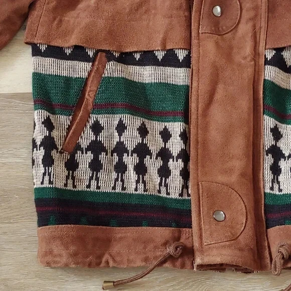 Rare Vintage Barcelona Leather Goods Aztec Southwestern Jacket Size 42/44 - Image 3 of 4