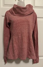 Women's Athleta Sweatshirt Cowl Neck Heathered Light Pink Thumb Holes Size Small
