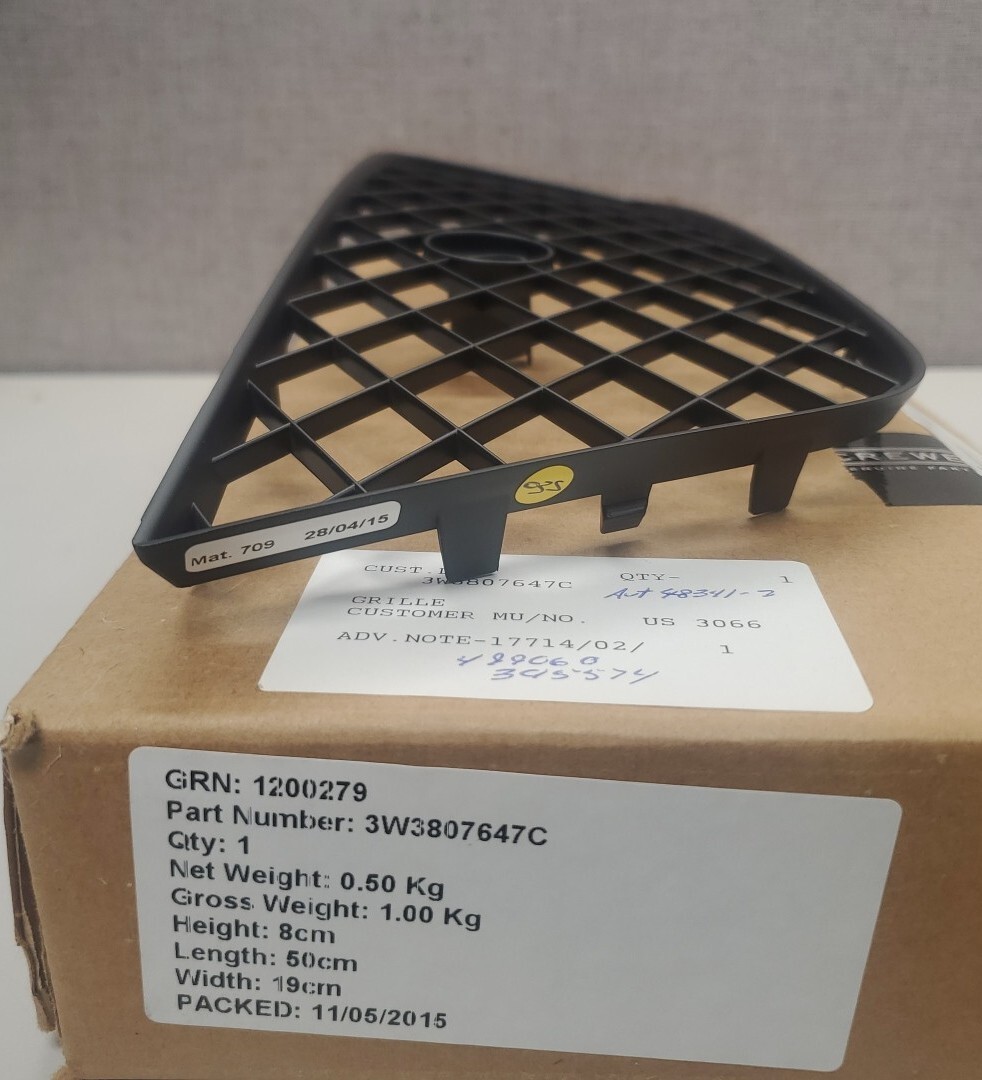 2012-2018 Bentley GT GTC Lower Bumper Grille Front Left 3W3807647C OEM Brand New
