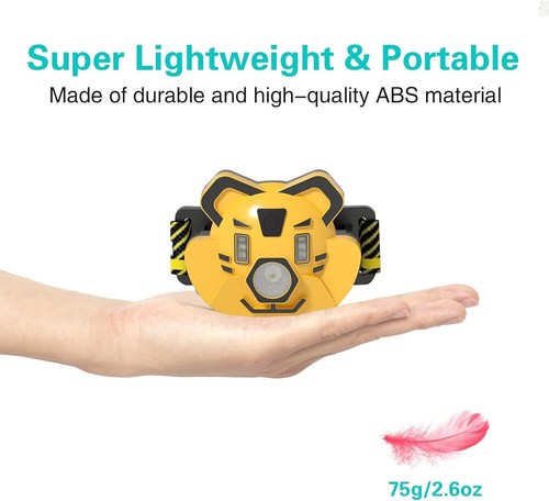 Tiger LED Headlamp Kids Toy Flashlight 90°Pivotable Head Lightweight For Camping - Picture 2 of 9