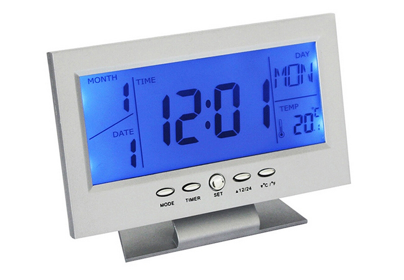 Macneil MCN8082S Alarm Clock Features:  Date, Year, Alarm, Snooze, Temp (indoor)