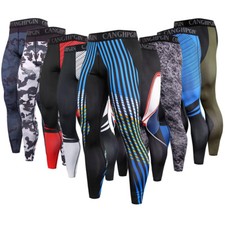 Compression Leggings Men's Running Sports 3D Print Gym Pants Quick Dry Trousers