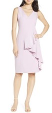 Eliza J Ruffle Detail Crepe Sheath Dress Sz 6 Brand New $138 Lilac Wedding Guest