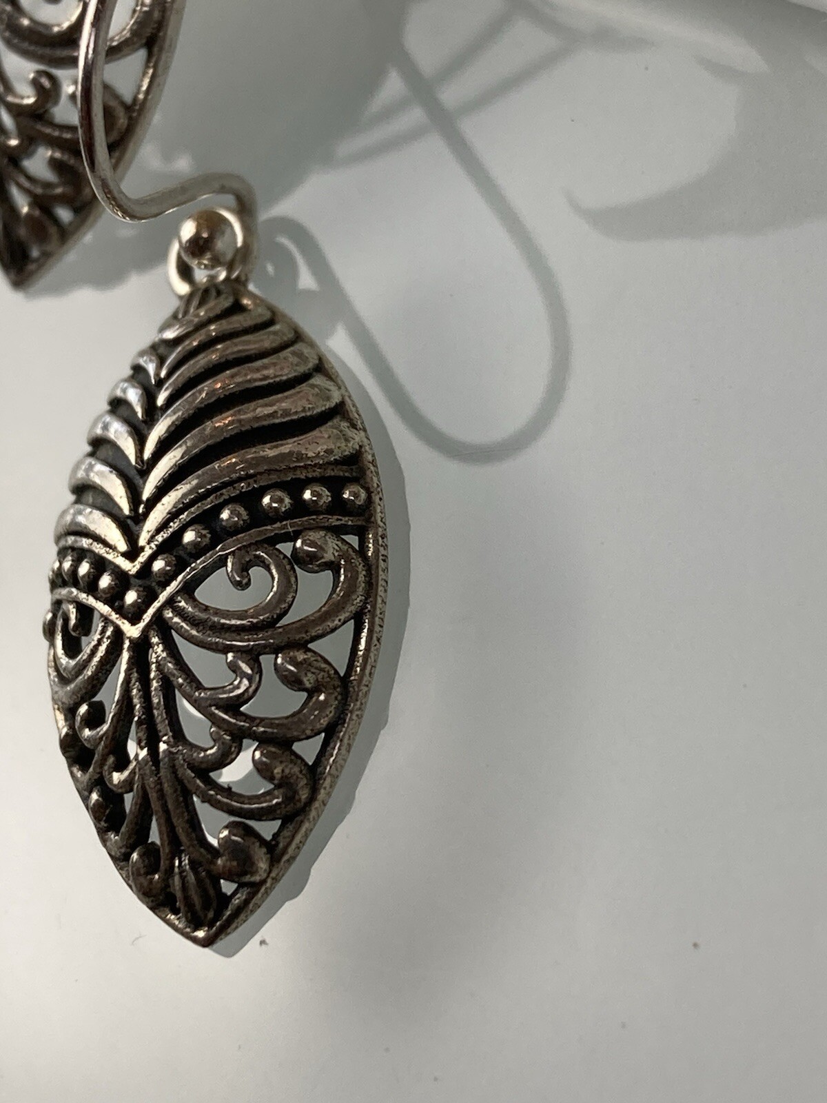 Sterling 925 Solid Silver Drop/Dangle Leaf  Earri… - image 4