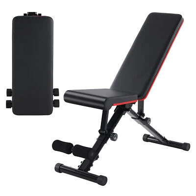 HOMEFLA Adjustable Sit Up Weight Bench Foldable Strength Training Flat Incline Decline