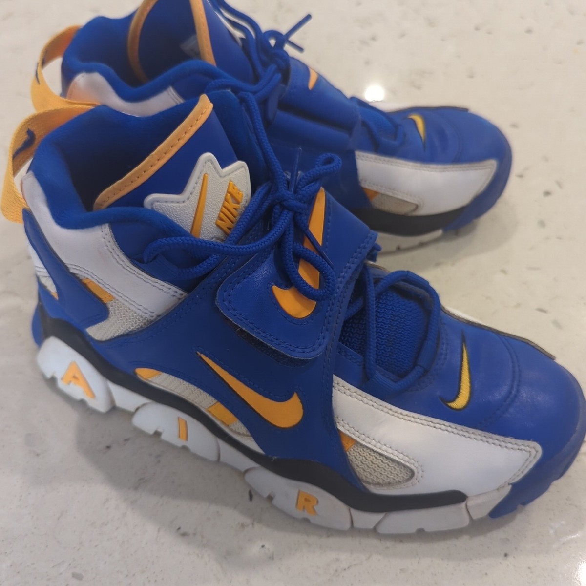 Nike Air Barrage Mid White Laser Orange Racer Blue Men's