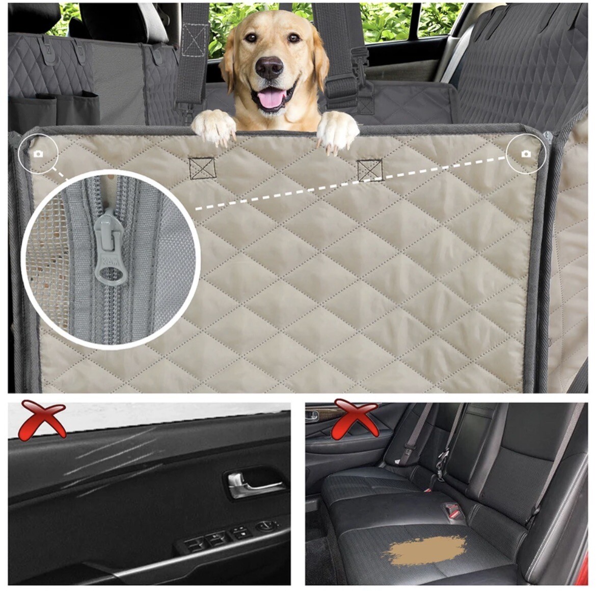 Protective Car Seat Covers For Dogs Adjustable High Quality Grey Audi