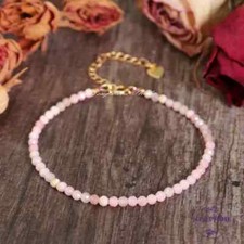 Natural Pink Opal Bracelet, Crystal Gemstone Tiny Beads Bracelet, Healing