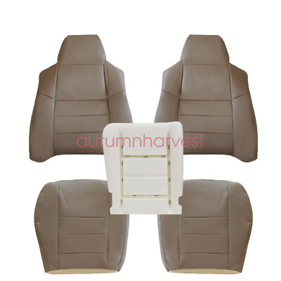 8PCS For 2002-2007 Ford F250 Super Duty AC Leather Seat Cover Tan & Foam Cushion
