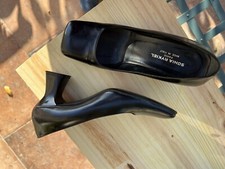 Escarpins SONIA RYKIEL PARIS – Talons Bas En Daim Noir, Pointure 39, Occasion Très Bon état