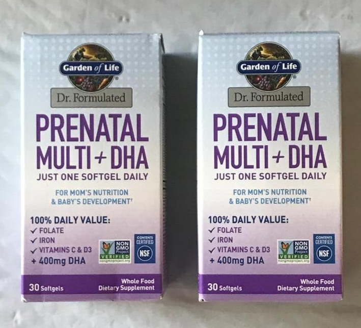 2 Garden Of Life Dr Formulated Prenatal Multi +DHA Supplement 30 gels