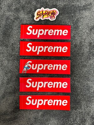 Supreme Schlumpf Box Logo Sticker Rot FW20 (+ 4 Red Box Logo Sticker + 1 Random)