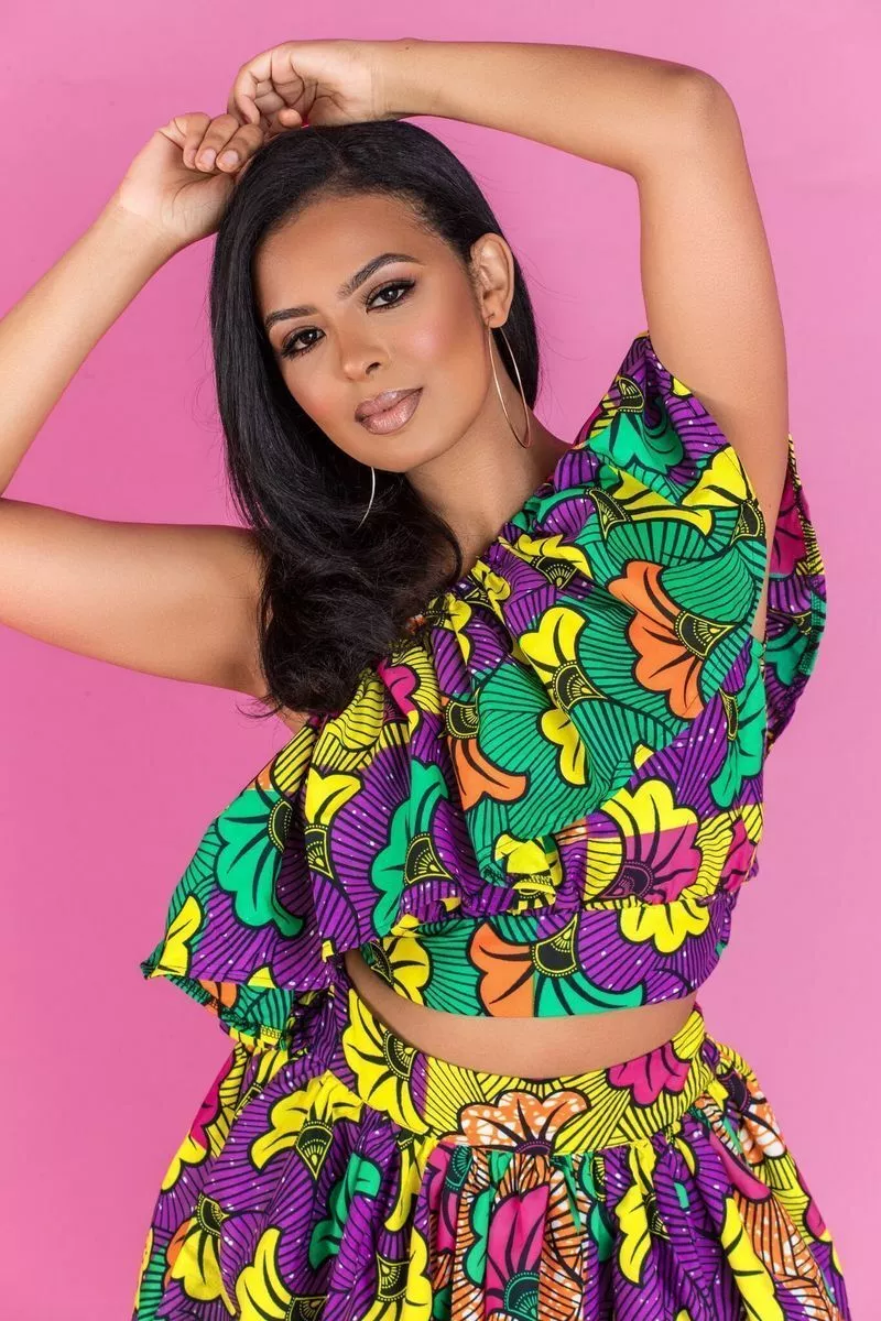 GRASS FIELDS AFRICAN PRINT ONE SHOULDER TOP FABRIC ANKARA KITENGE