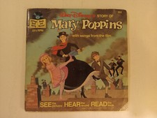 Vintage 1977 Disney Mary Poppins Read-Along Book and Record  33 1/3 RPM LP