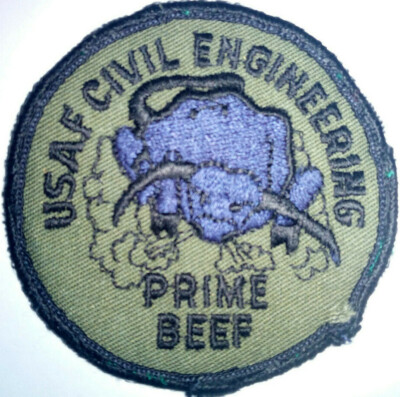 Vintage USAF CIVIL ENGINEERING PRIME BEEF Patch Badge Crest