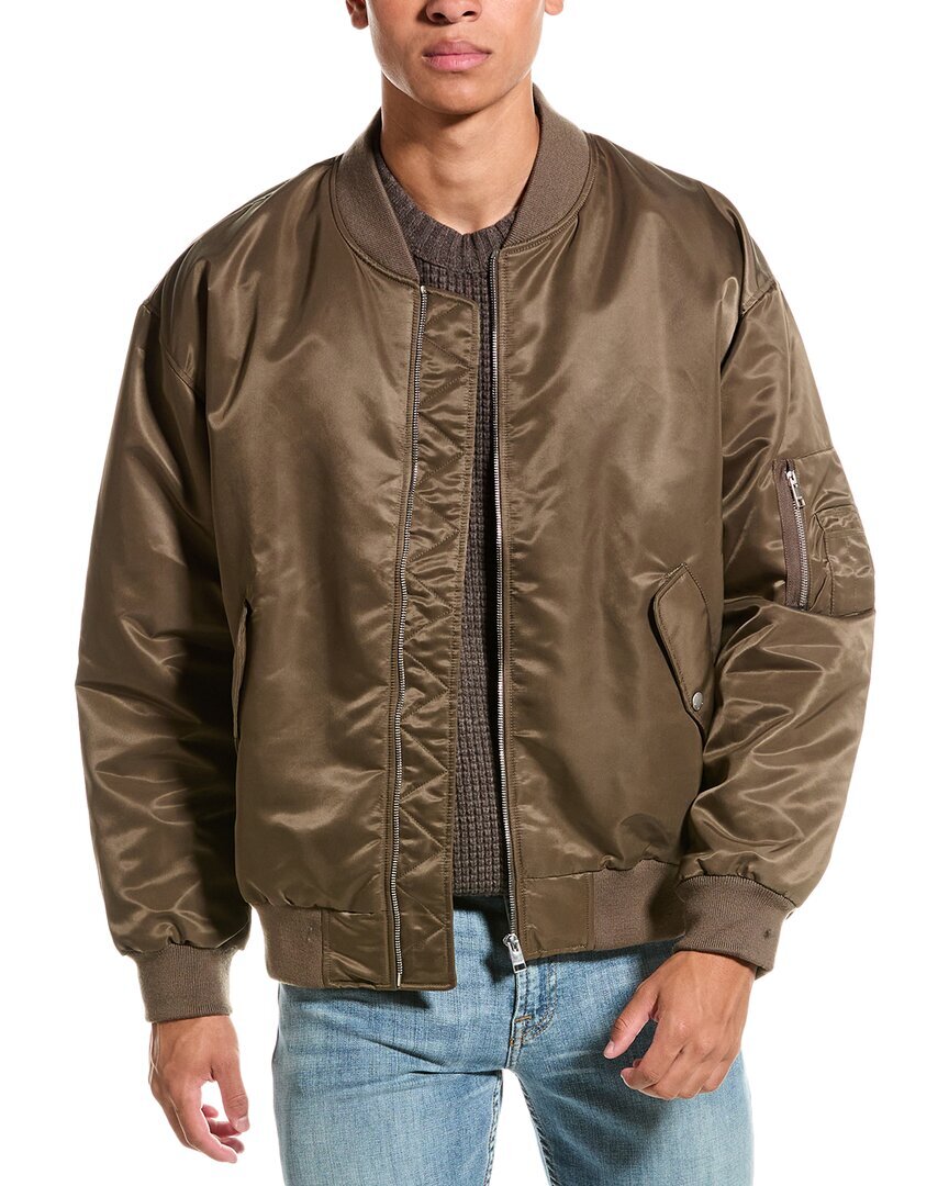 Джинсовая куртка-бомбер с каркасом Мужская коричневая M