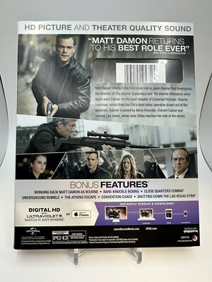 Jason Bourne (Blu-ray And DVD, 2016) Complete Works W/Slipcover