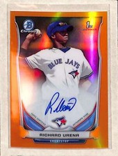 2014 Bowman Chrome Prospect #BCAP-RC Richard Urena Orange Refractor Auto /25 NM