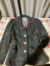 Plenty By Tracy Reese Women’s Coat Jacket Green/blue Paisley Sz 2 Wool Blend