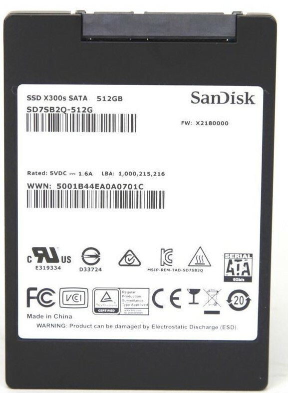 ③-WA262-SanDisk SATA 512GB SSD 2.5 1点 SanDisk X300S 512GB Internal 2.5