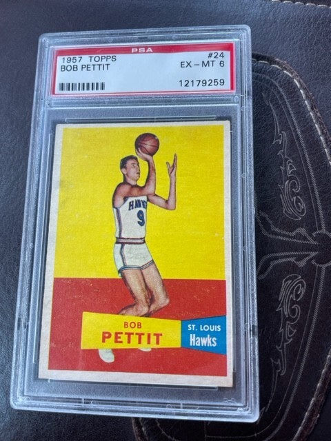 1957 Topps Bob Pettit psa 6! Rookie of hall of famer!