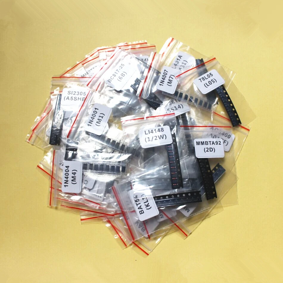 410 Stck. 41 Wert SMD Transistor Gleichrichter Schalten Schottky Diode Sortiment Kit - Bild 2 von 2