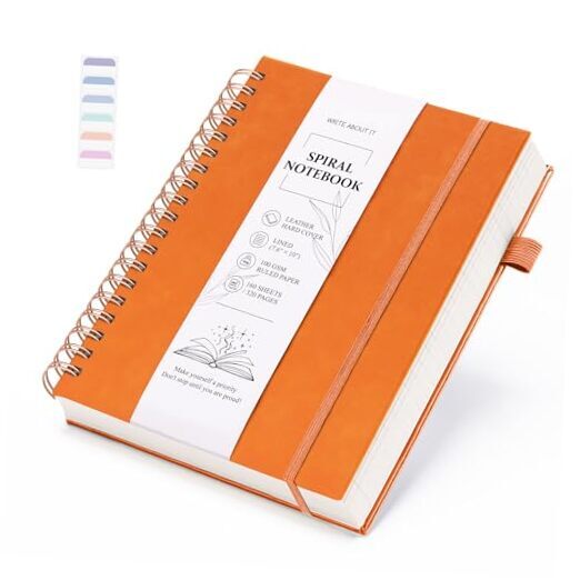 Spiral Notebook Journal 7.6” x 10”, Notebooks College Ruled with B5 Orange
