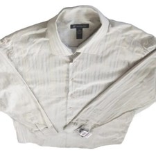 INC International Concepts Men 2XL Long-sleeved Button Shirt Strip Metallic Gray