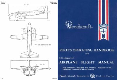 Beechcraft Model 99 C99 Beech Manual archive rare detail 1970's 80's Aircraft PD