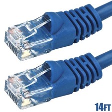 14FT Cat5E RJ45 Network LAN Ethernet UTP Stranded Patch Cable 350Mhz Copper Blue