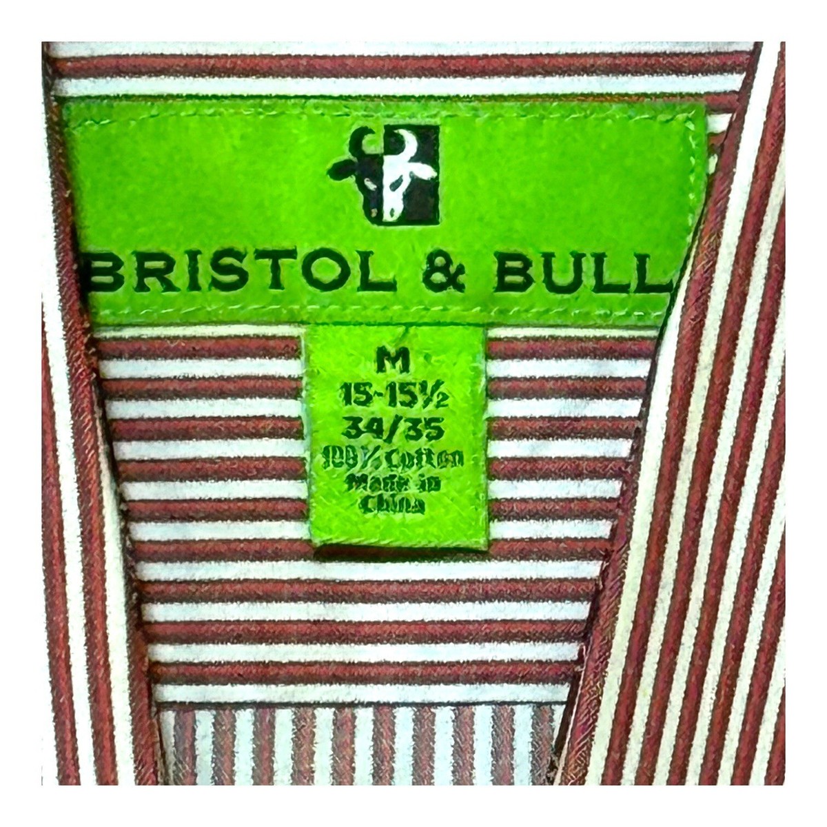 Bristol & Bull Mens Button-Up Shirt M 15 Paisley Flip Cuff Red
