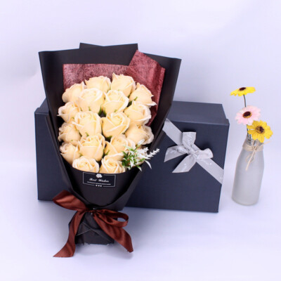 Eternal Champagne Rose Soap Flower Bouquet Valentine's Day Gift Girlfriend Wife