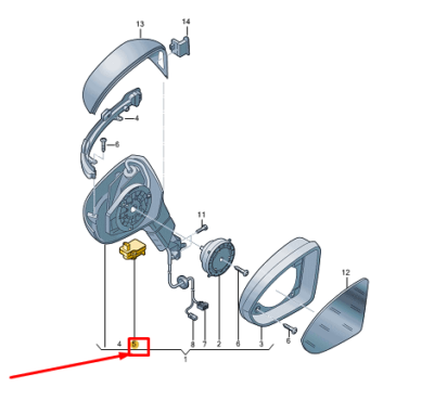 VW GOLF CD MK8 Right Door Mirror Entry Lighting RHD 5H2945302A NEW  