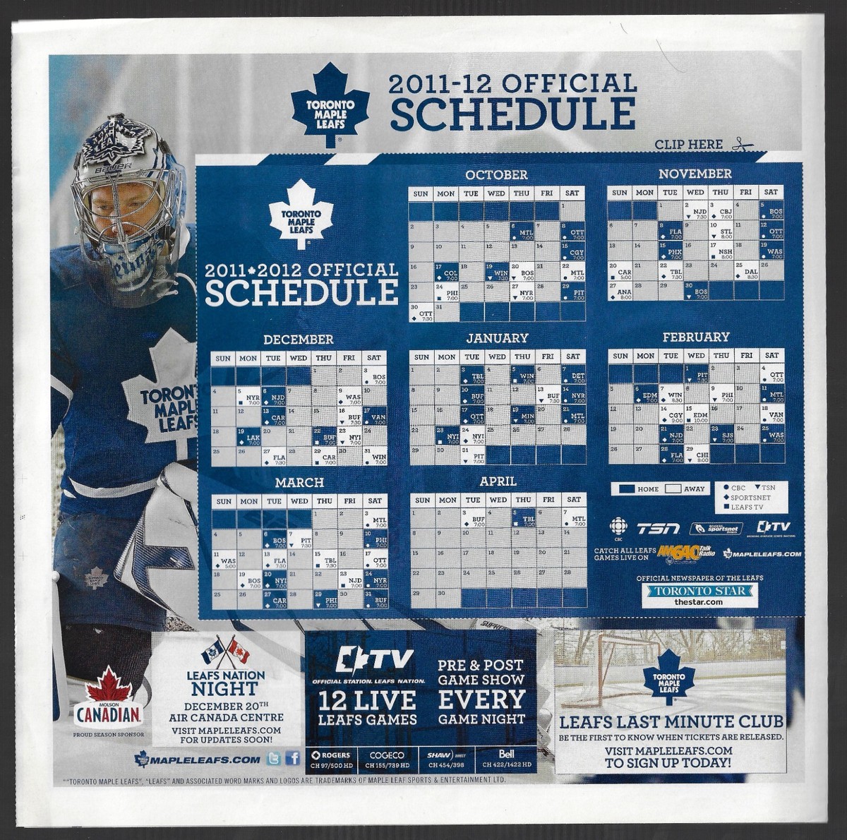 rare-version-2011-12-toronto-maple-leafs-marlies-nhl-ahl-hockey-schedule-ebay