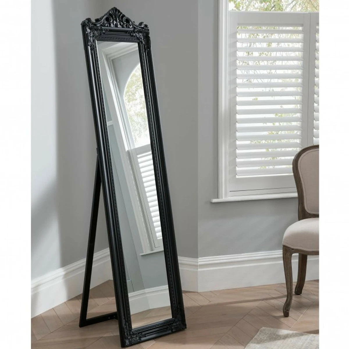 Free standing black mirror deals