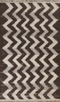 Chevron Contemporary Moroccan Oriental 6'x8' Area Rug Hand-knotted Wool Carpet
