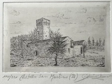 Original Ltd Ed. Etching-Castello San Martino-Italy-Signed-FREE UK POSTAGE