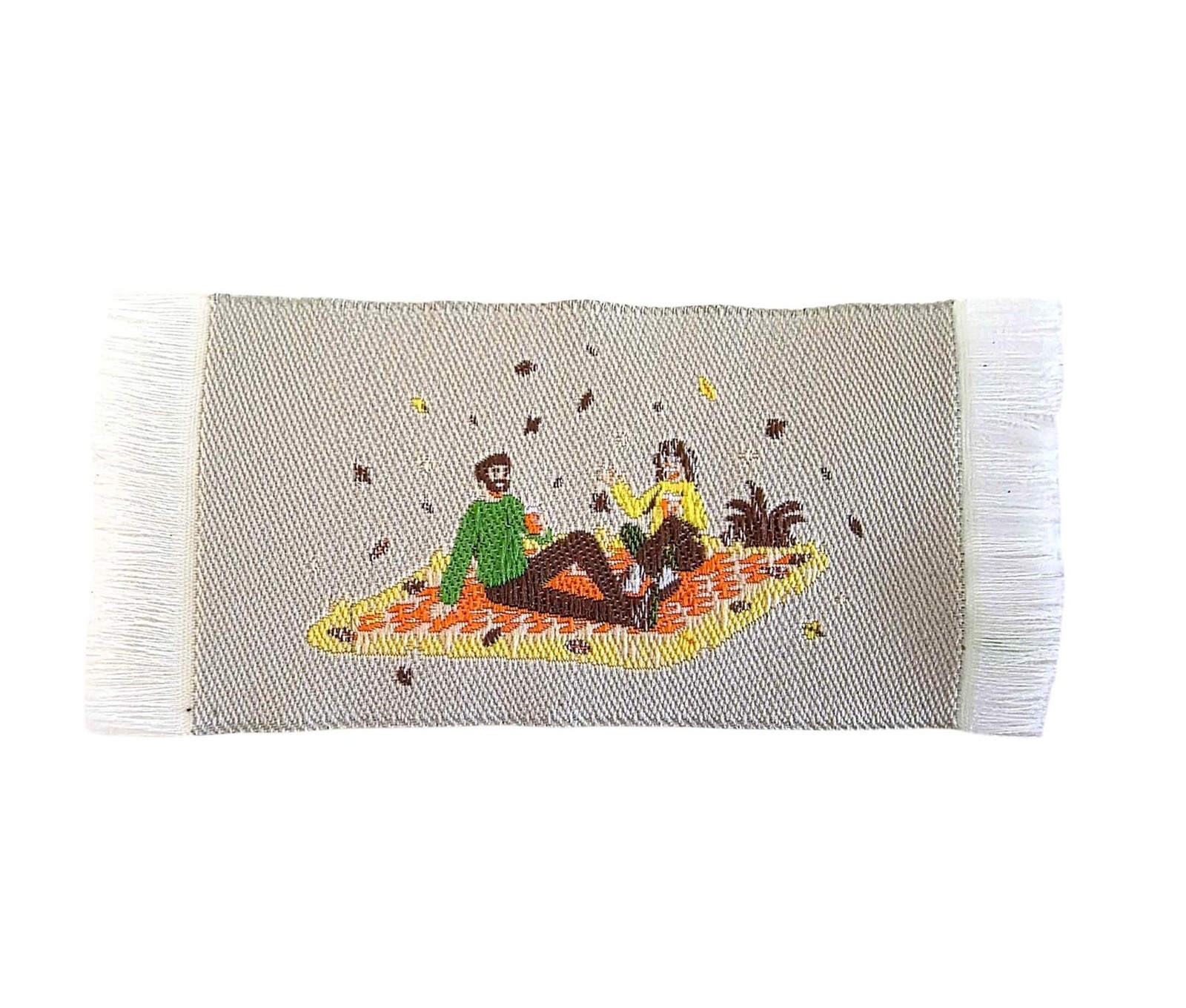 Dolls House Tapestry Rug Woven Picnic Scene Miniature Wall or Floor Accessory