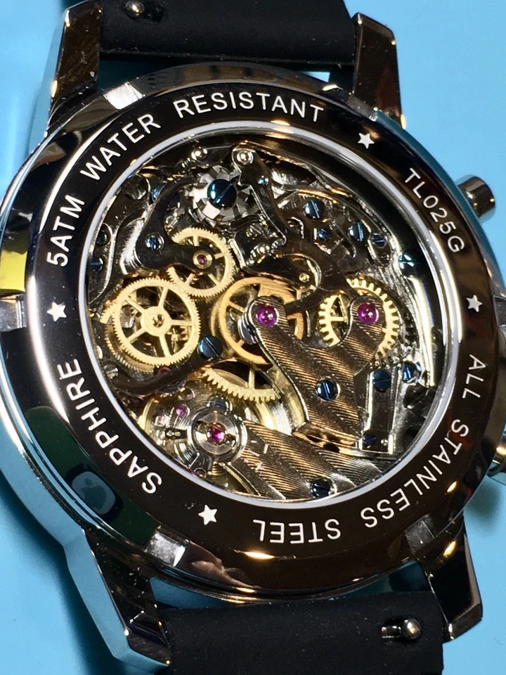 TOP HILL SEAGULL ST1901 MECHANICAL CHRONOGRAPH SAPPHIRE BLACK DIAL RACING 1963 - Image 4 of 4